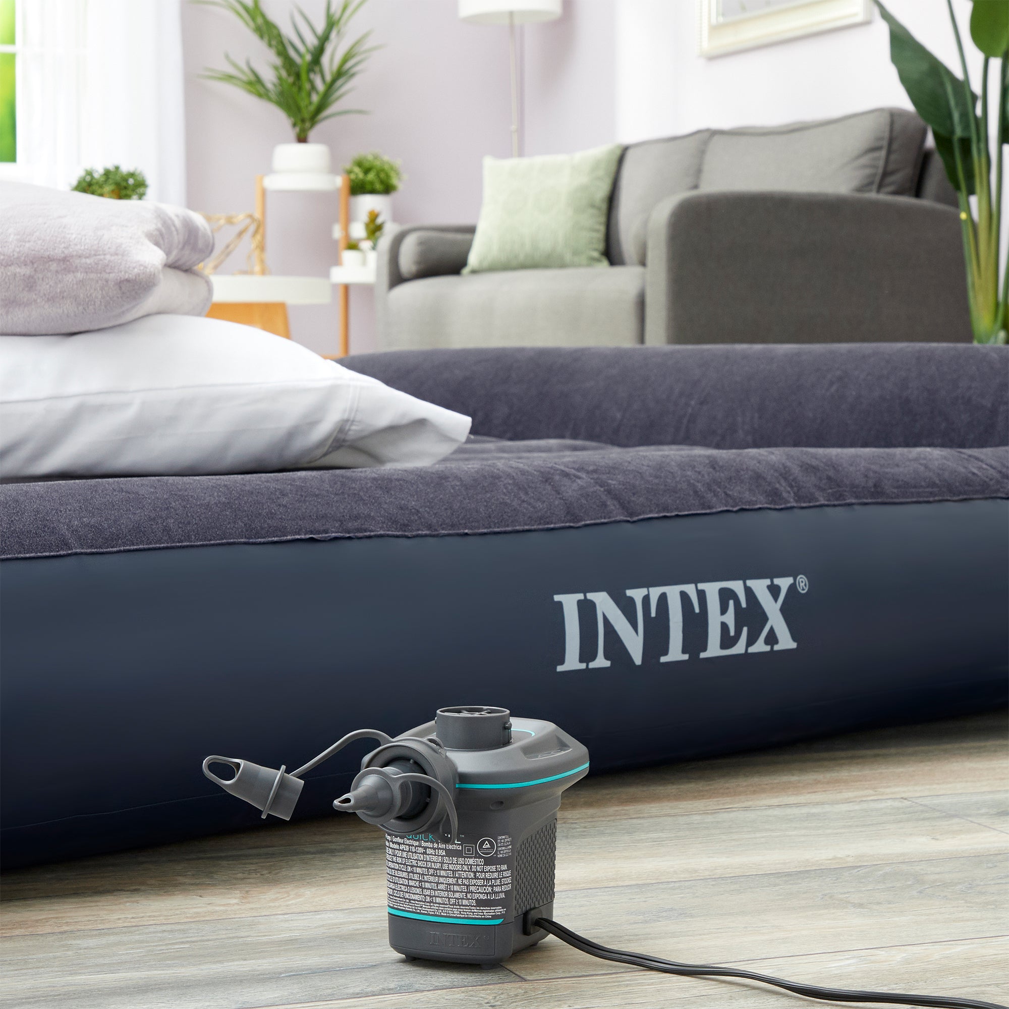 Intex 120V Quick Fill AC Electric Air Pump with 3 Nozzles, Black (Open Box) - VMInnovations