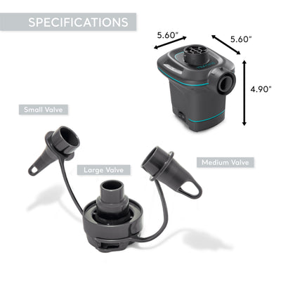 Intex 66639E 120 V AC Electric Quick Fill Air Pump with 3 Interconnected Nozzles - VMInnovations