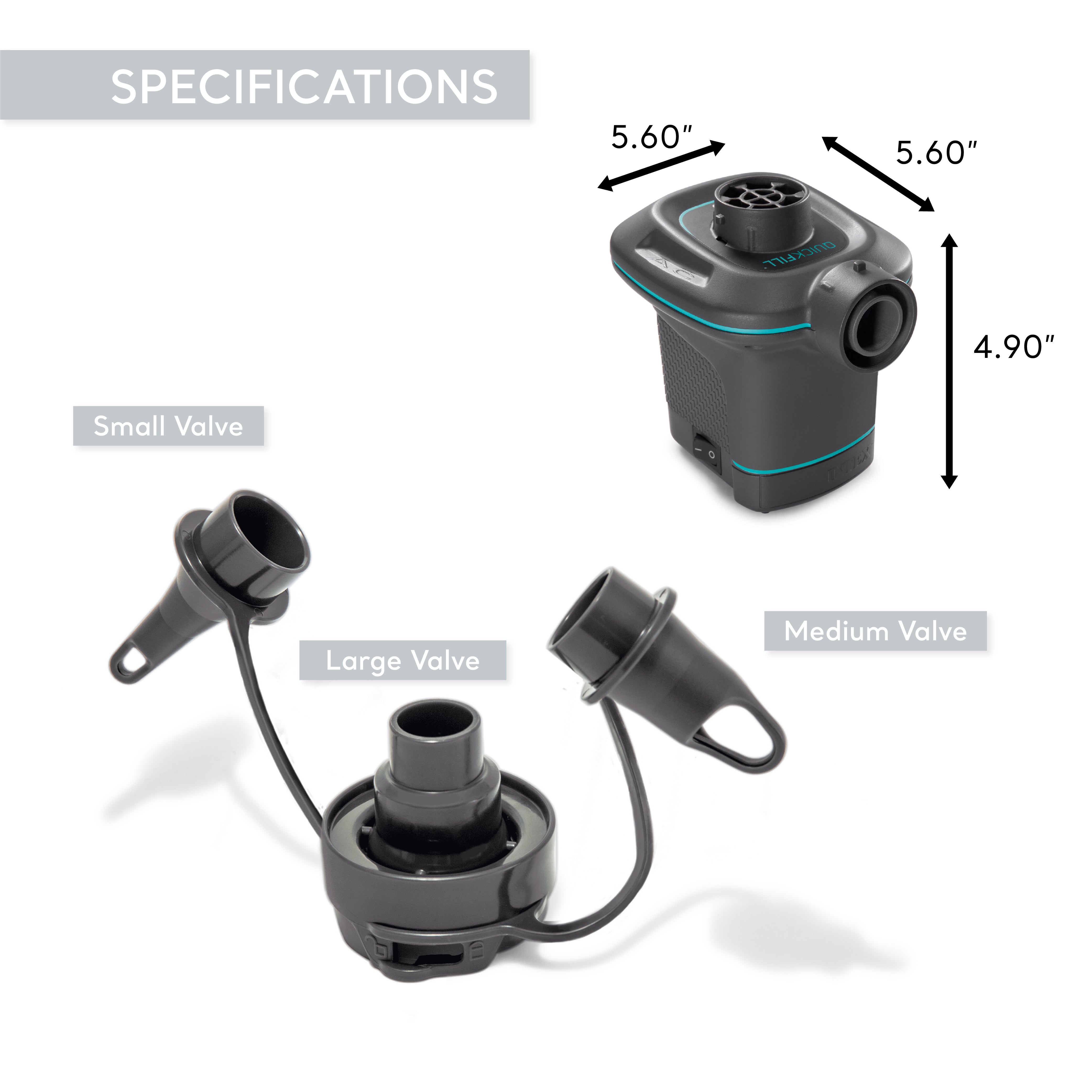Intex 66639E 120 V AC Electric Quick Fill Air Pump with 3 Interconnected Nozzles - VMInnovations