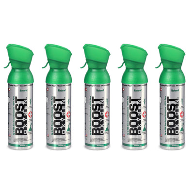 Boost Oxygen Natural Portable 5 Liter Pure Oxygen Canister, Flavorless (5 Pack) - VMInnovations