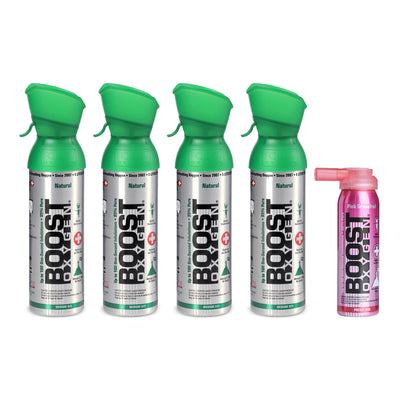 Boost Oxygen 5 & 2 Liter Natural Portable Pure Canned Oxygen Canister (5 Pack) - VMInnovations