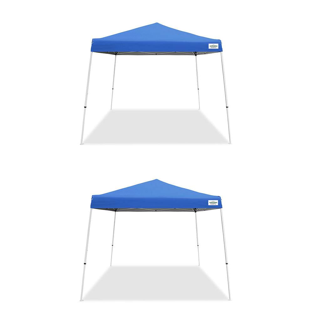Caravan Canopy 10 x 10 Foot Entry Level Angled Leg Instant Canopy, Blue (2 Pack)
