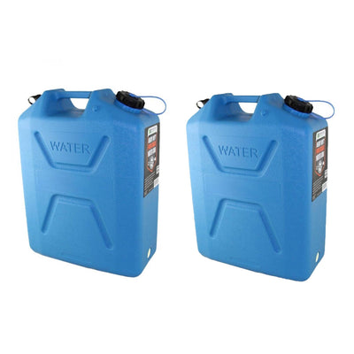 Wavian USA 5 Gallon Plastic Water Jug Can Container w/ Easy Pour Spout, 2 Pack