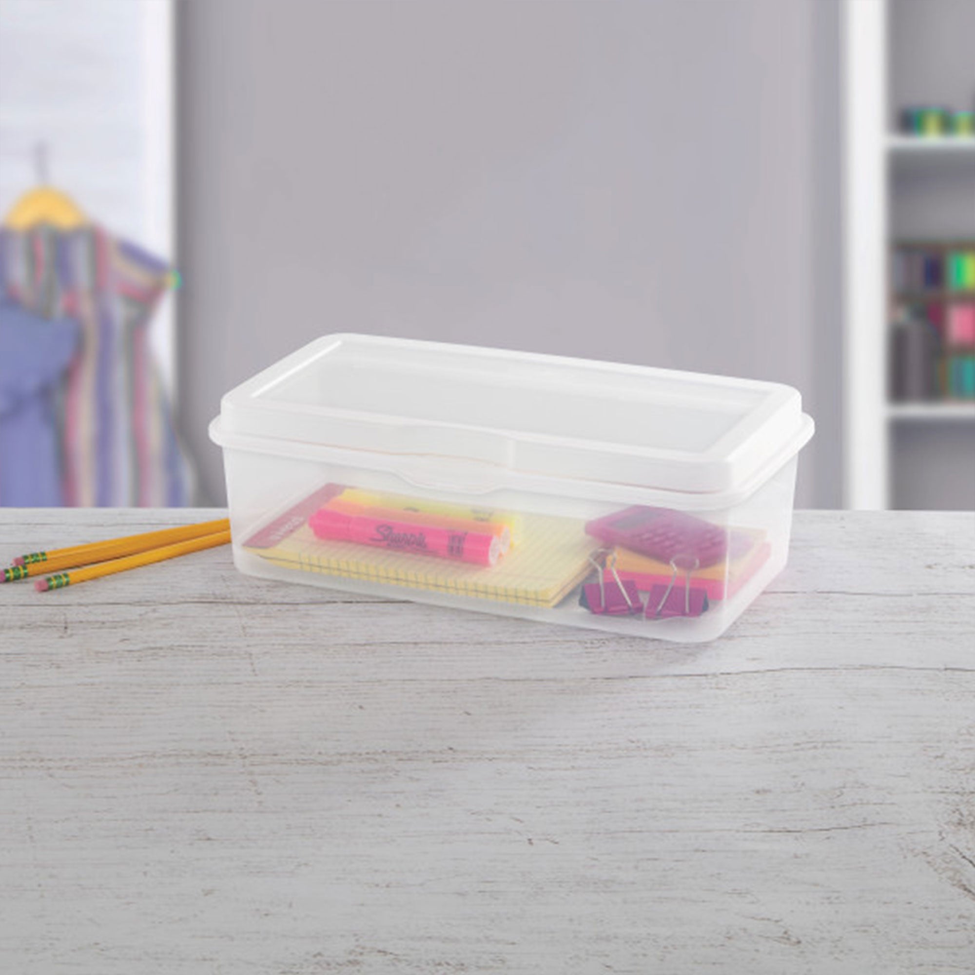 Sterilite Plastic Stacking FlipTop Latching Storage Box Container, Clear, 6 Pack - VMInnovations