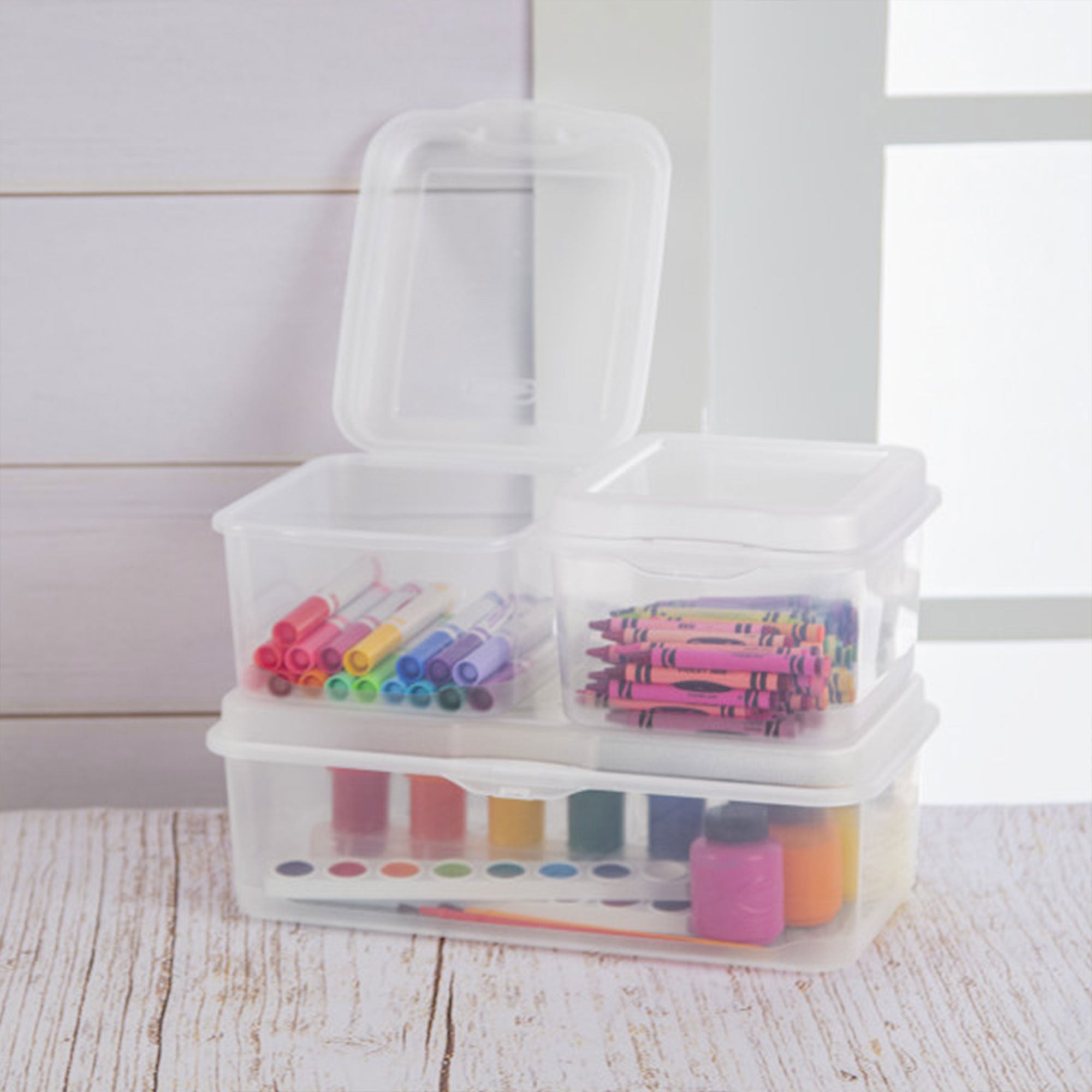 Sterilite Plastic Stacking FlipTop Latching Storage Box Container, Clear, 6 Pack - VMInnovations