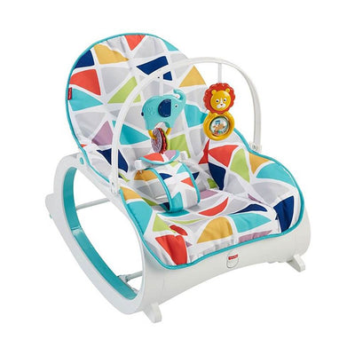 Fisher-Price Portable Vibrating Newborn to Toddler Rocking Chair, Geo Multicolor