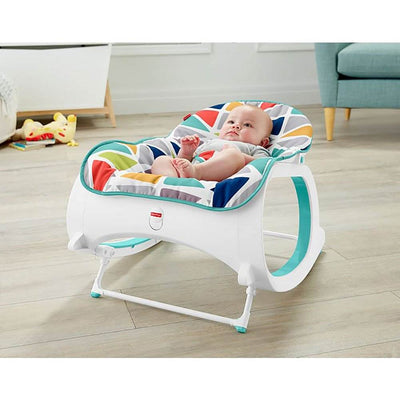Fisher-Price Portable Vibrating Newborn to Toddler Rocking Chair, Geo Multicolor