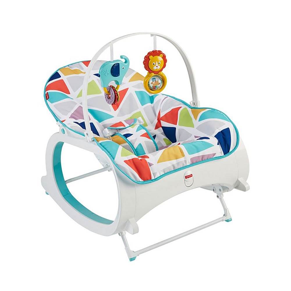 Fisher-Price Portable Vibrating Newborn to Toddler Rocking Chair, Geo Multicolor
