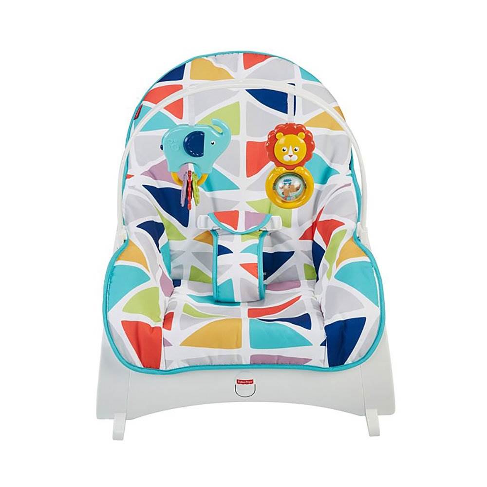 Fisher-Price Portable Vibrating Newborn to Toddler Rocking Chair, Geo Multicolor