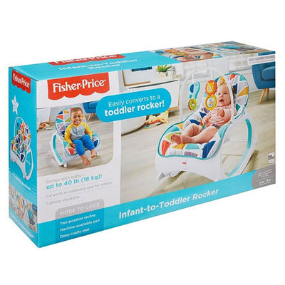 Fisher-Price Portable Vibrating Newborn to Toddler Rocking Chair, Geo Multicolor