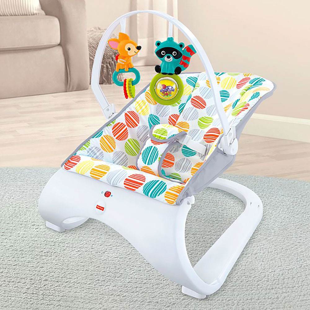 Fisher-Price Comfort Curve Soothing and Vibrating Infant Bouncer with Toy Bar