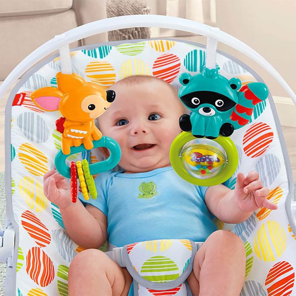 Fisher-Price Comfort Curve Soothing and Vibrating Infant Bouncer with Toy Bar