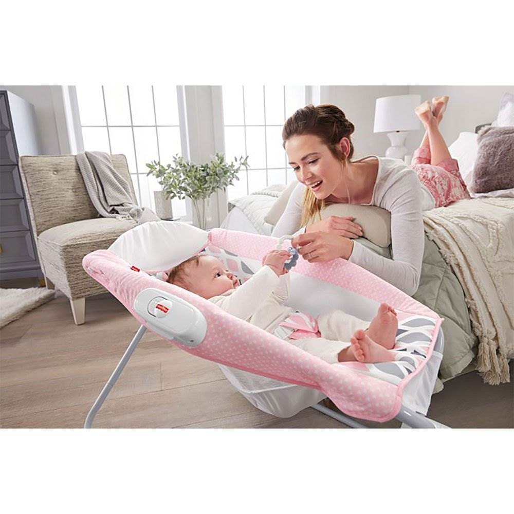 Fisher Price Lightweight Portable Rock 'n Play Vibrating Sleeper Chair, Pink
