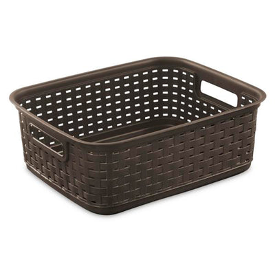 Sterilite Decorative Wicker-Style Short Weave Basket, Espresso (18 Pack)