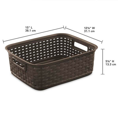 Sterilite Decorative Wicker-Style Short Weave Basket, Espresso (18 Pack)