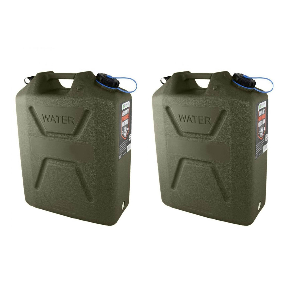 Wavian USA 5 Gallon Plastic Water Jug Can with Easy Pour Spout, Green (2 Pack)