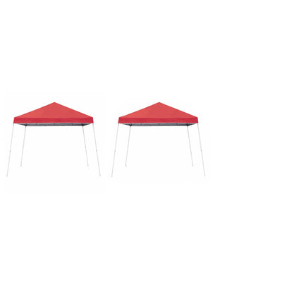 Z-Shade 10' x 10' Angled Leg Instant Shade Canopy Portable Tent, Red (2 Pack)