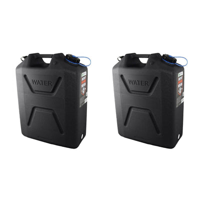 Wavian USA 5 Gallon Plastic Water Jug Can Container w/ Easy Pour Spout (2 Pack)