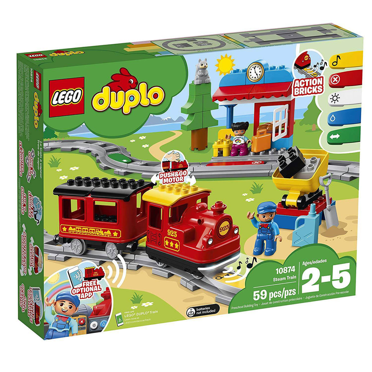 LEGO DUPLO Push and Go Steam Train 59 Piece Brick Play Set (Open Box)