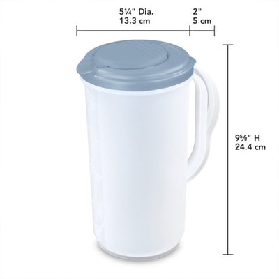 Sterilite 2 Quart, 64oz Clear Plastic Flip Top Drink Pitcher with Lid (12 Pack)