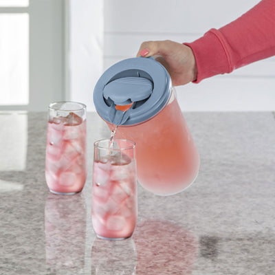 Sterilite 2 Quart, 64oz Clear Plastic Flip Top Drink Pitcher with Lid (12 Pack) - VMInnovations