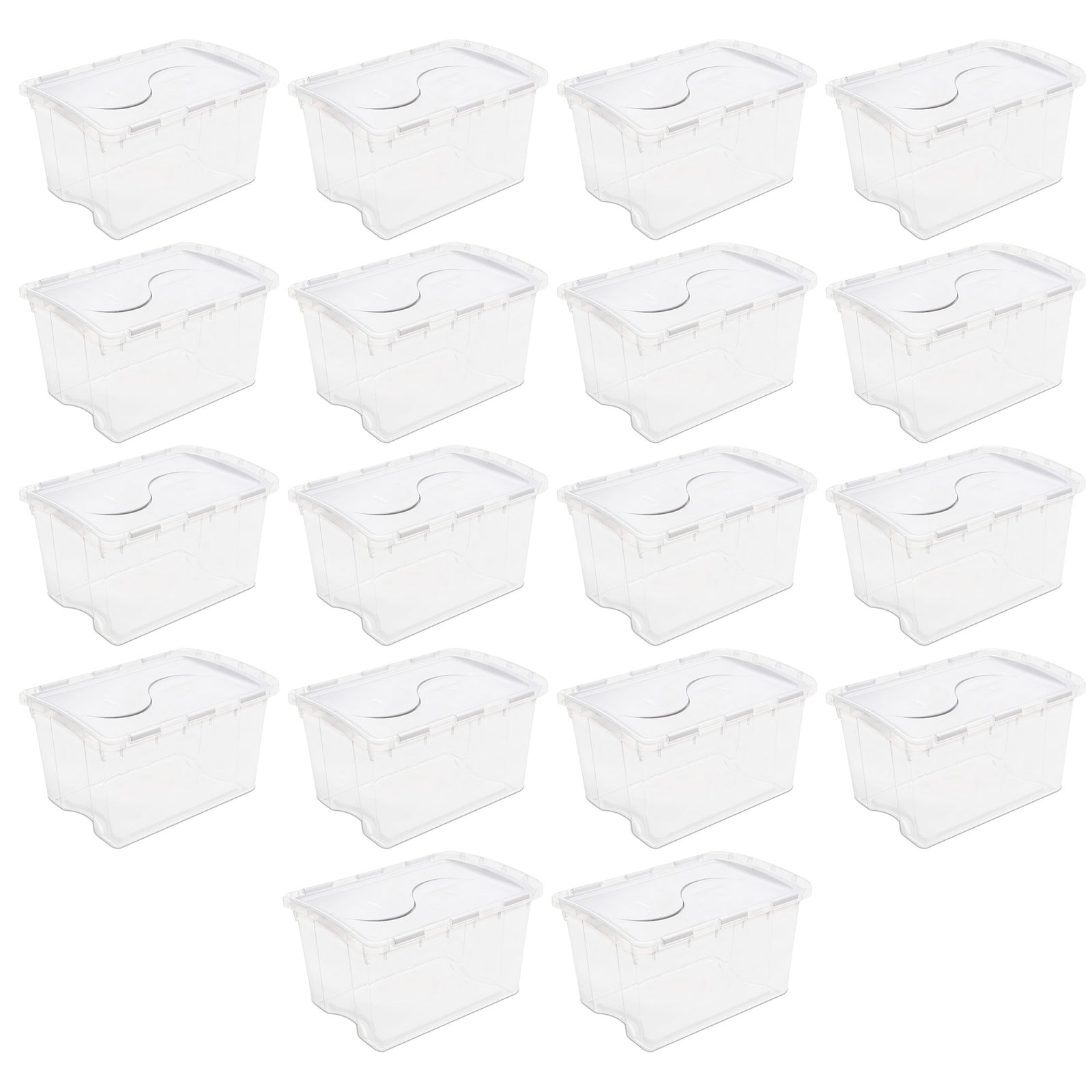 Sterilite 48 Qt Hinged Lid Storage Box Plastic Stackable Bin with Lid, 18 Pack - VMInnovations