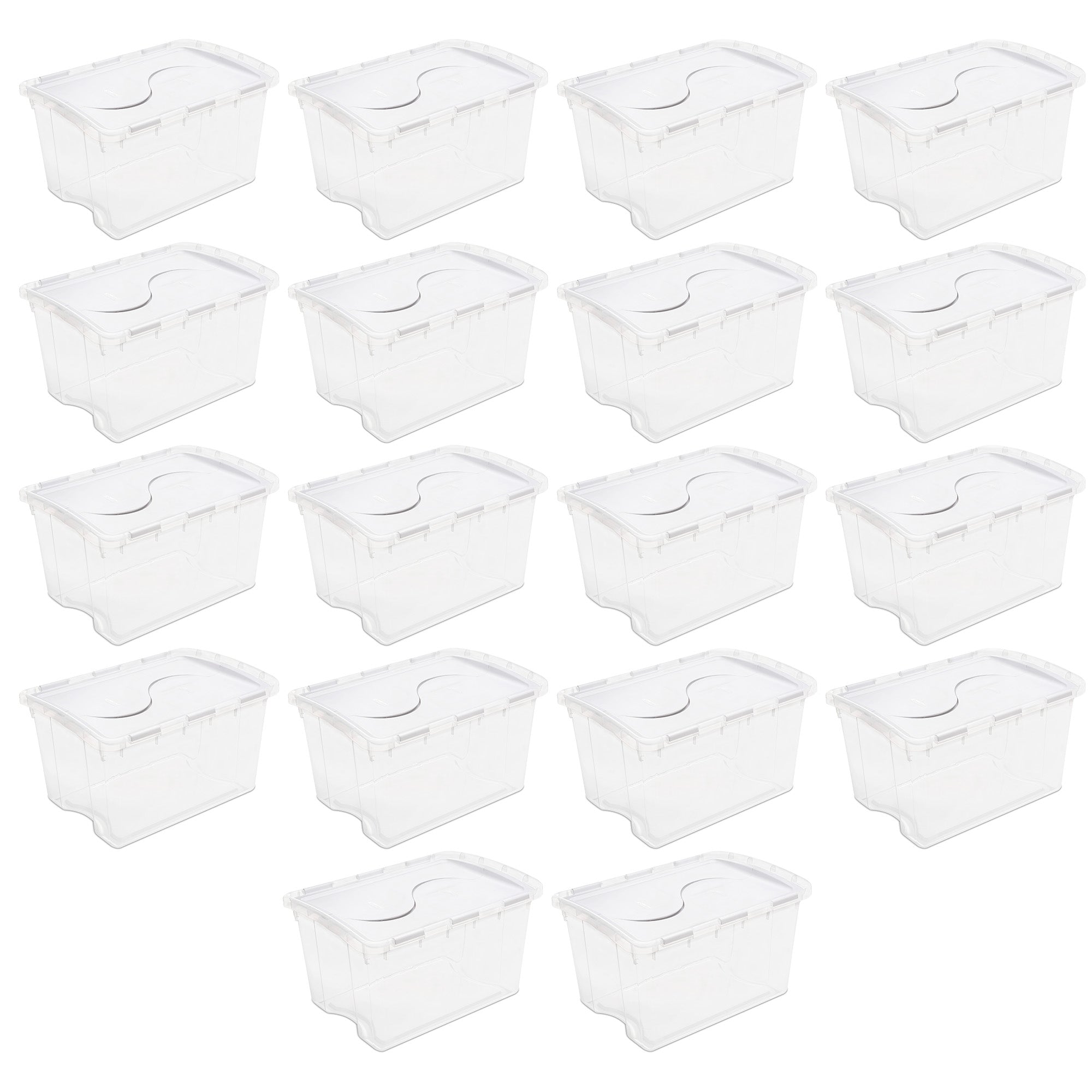 Sterilite 48 Qt Hinged Lid Storage Box Plastic Stackable Bin with Lid, 18 Pack - VMInnovations
