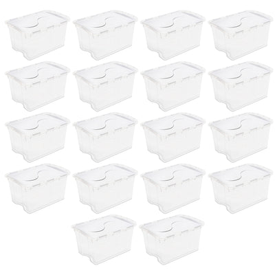 Sterilite 48 Qt Hinged Lid Storage Box Plastic Stackable Bin with Lid, 18 Pack - VMInnovations