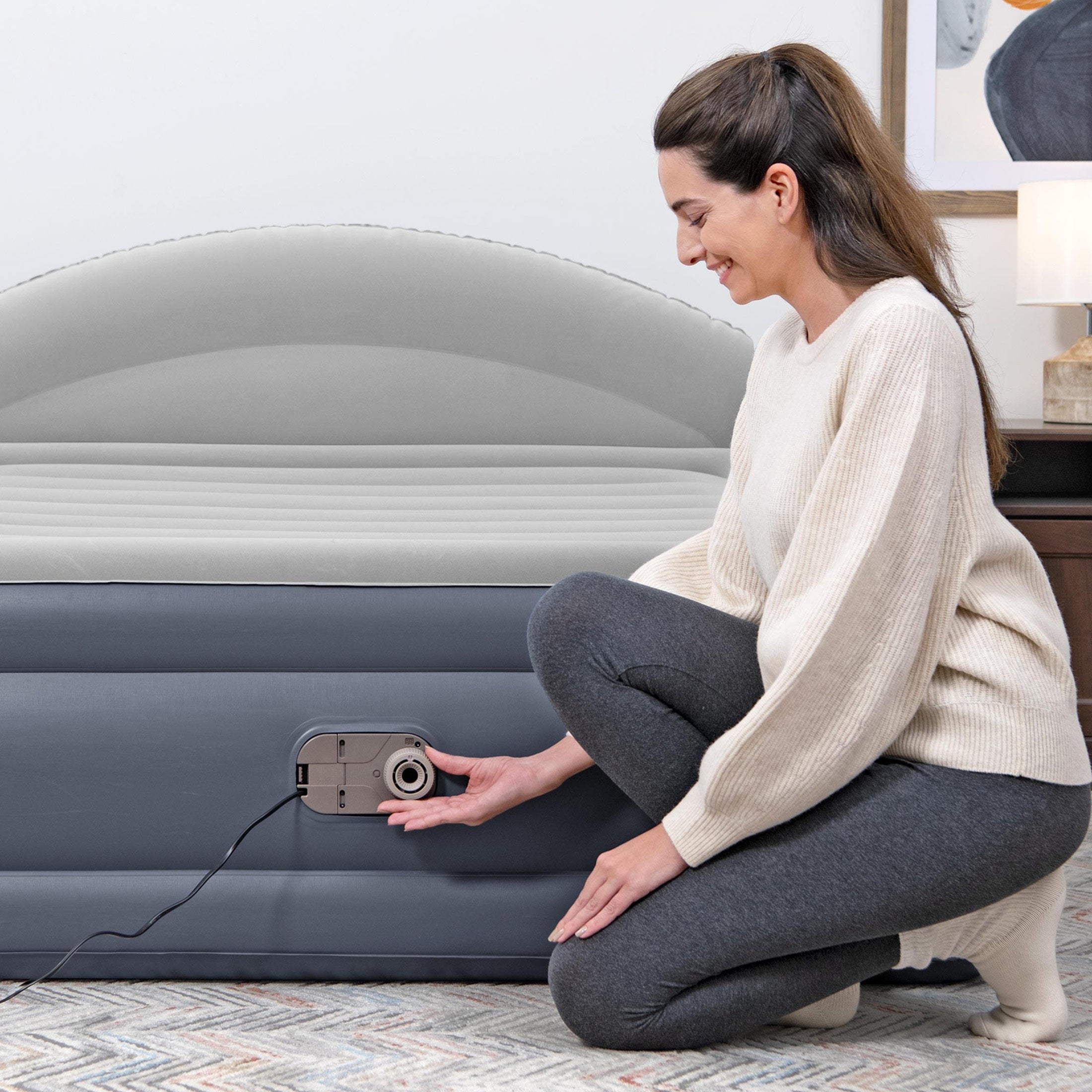 Bestway Tritech LoungeLux Headboard 33" Queen Air Mattress with Built-in AC Pump