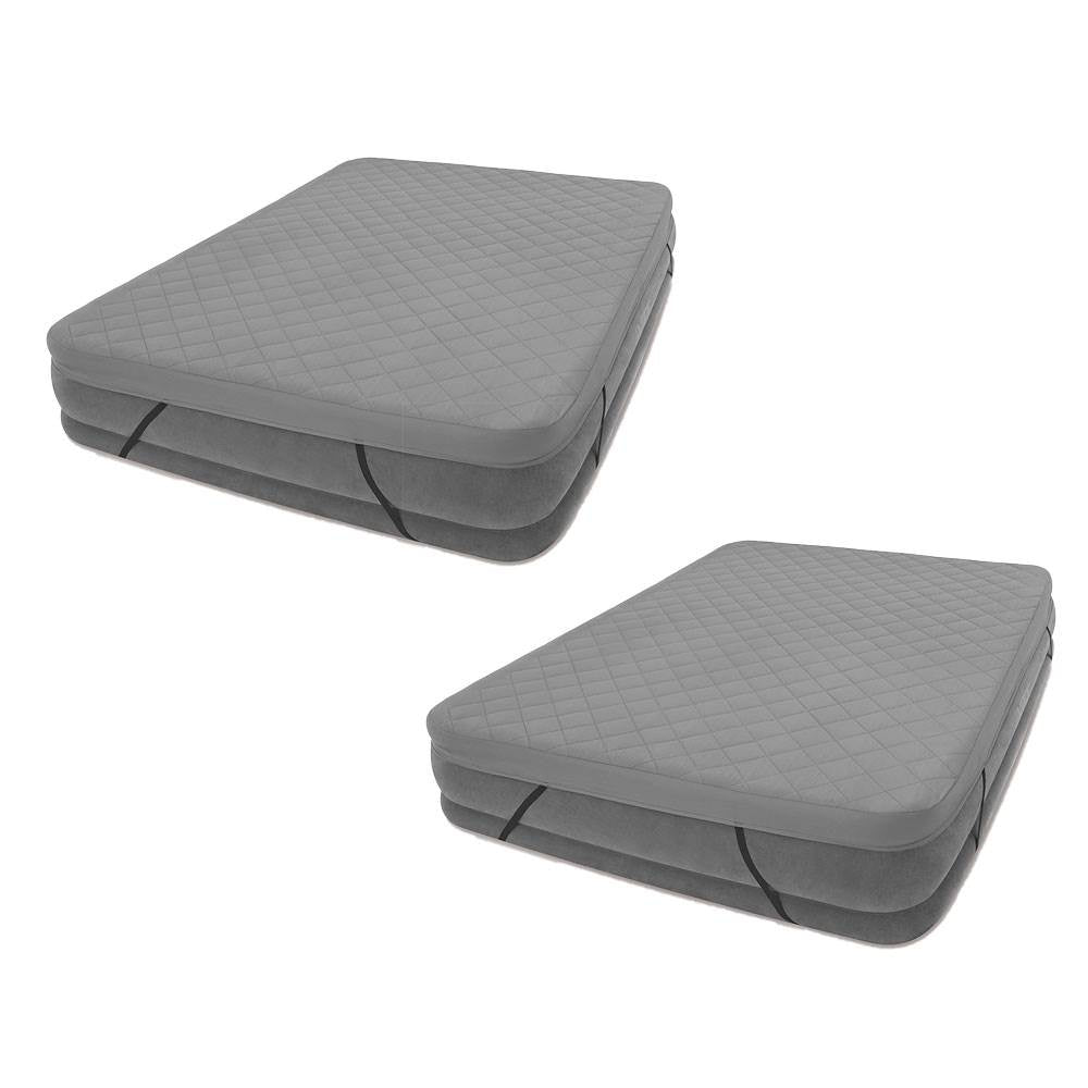 Intex Quilted Airbed Cover for Queen Airbed Mattress, Gray (Cover Only) (2 Pack)