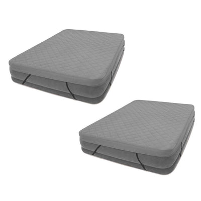 Intex Quilted Airbed Cover for Queen Airbed Mattress, Gray (Cover Only) (2 Pack)