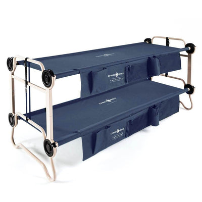 Disc-O-Bed Large Cam-O-Bunk Bunked Double Cot w/ Organizers, Navy Blue (2 Pack) - VMInnovations