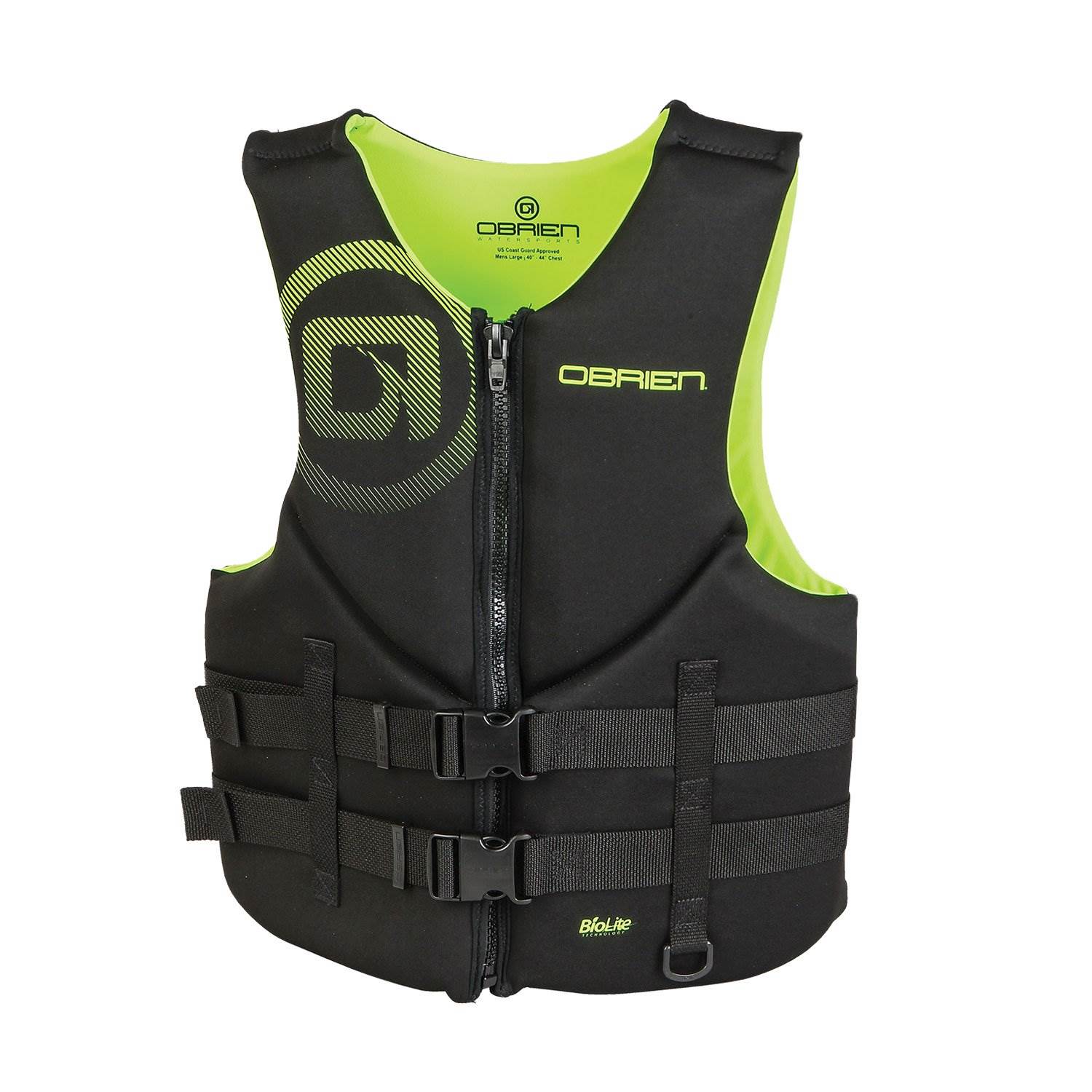 OBrien Biolite Series Traditional Men's Life Vest XL, Black/Yellow (Open Box)