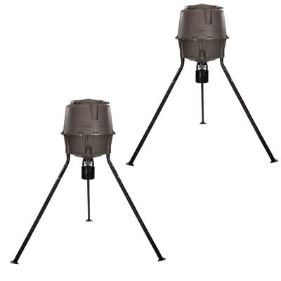 Moultrie 30 Gallon Adjustable Quick Lock Elite Tripod Deer Game Feeder (2 Pack)