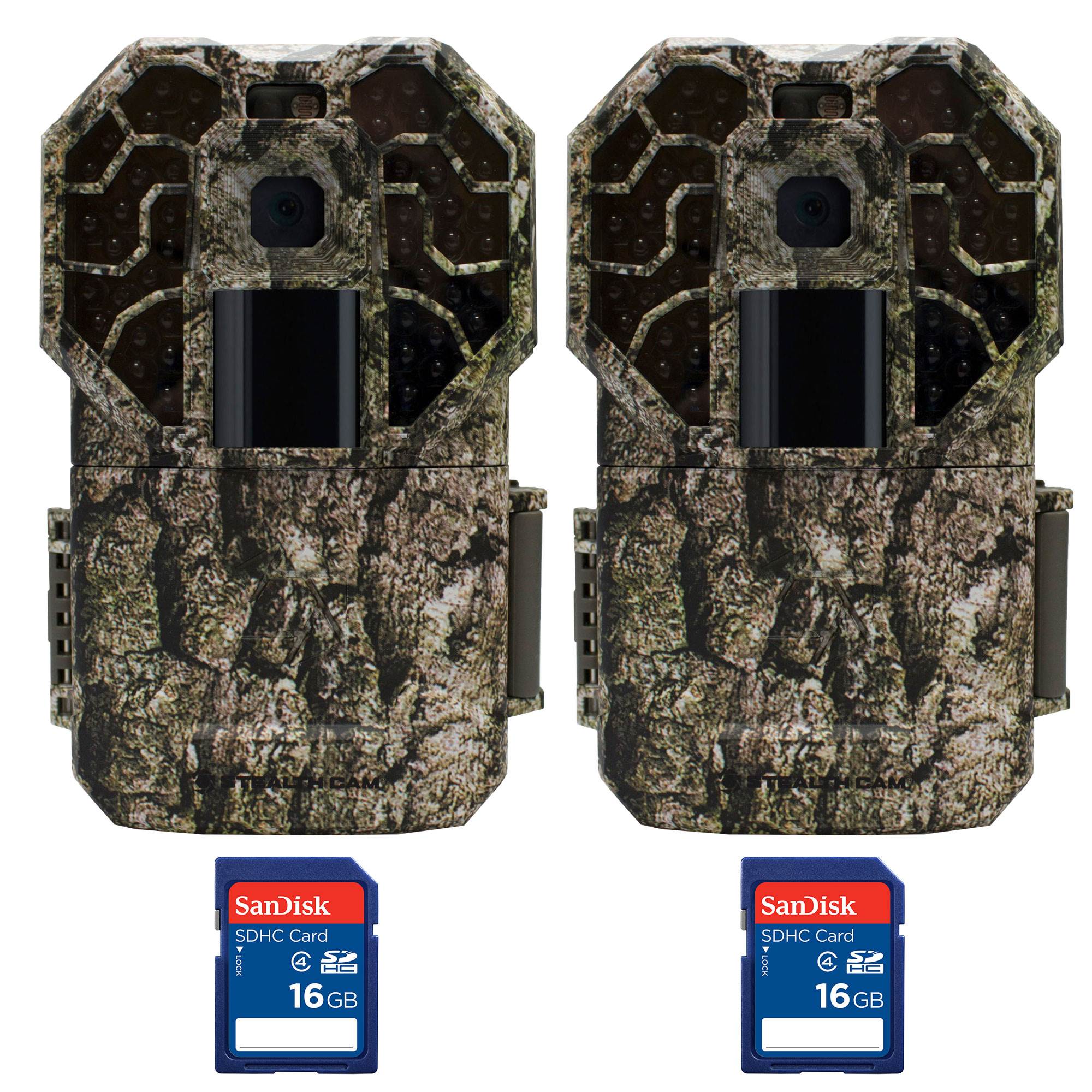 Stealth Cam G45NGX Camo Hunting Trail Camera (2 Pack) + 16GB SD Card (2 Pack)