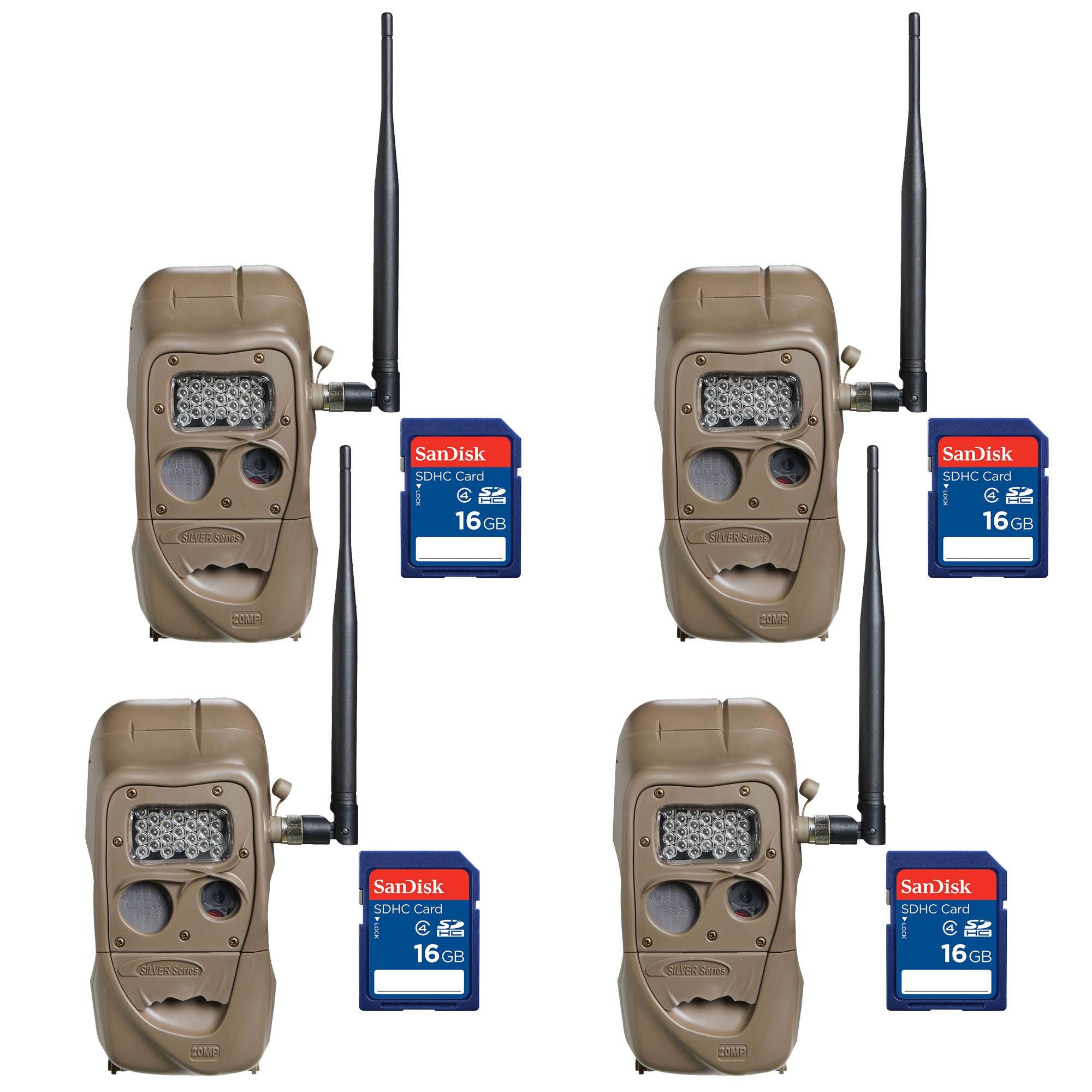 Cuddeback CuddeLink 20MP Wireless IR Game Trail Camera + 16GB SD Card (4 Each)