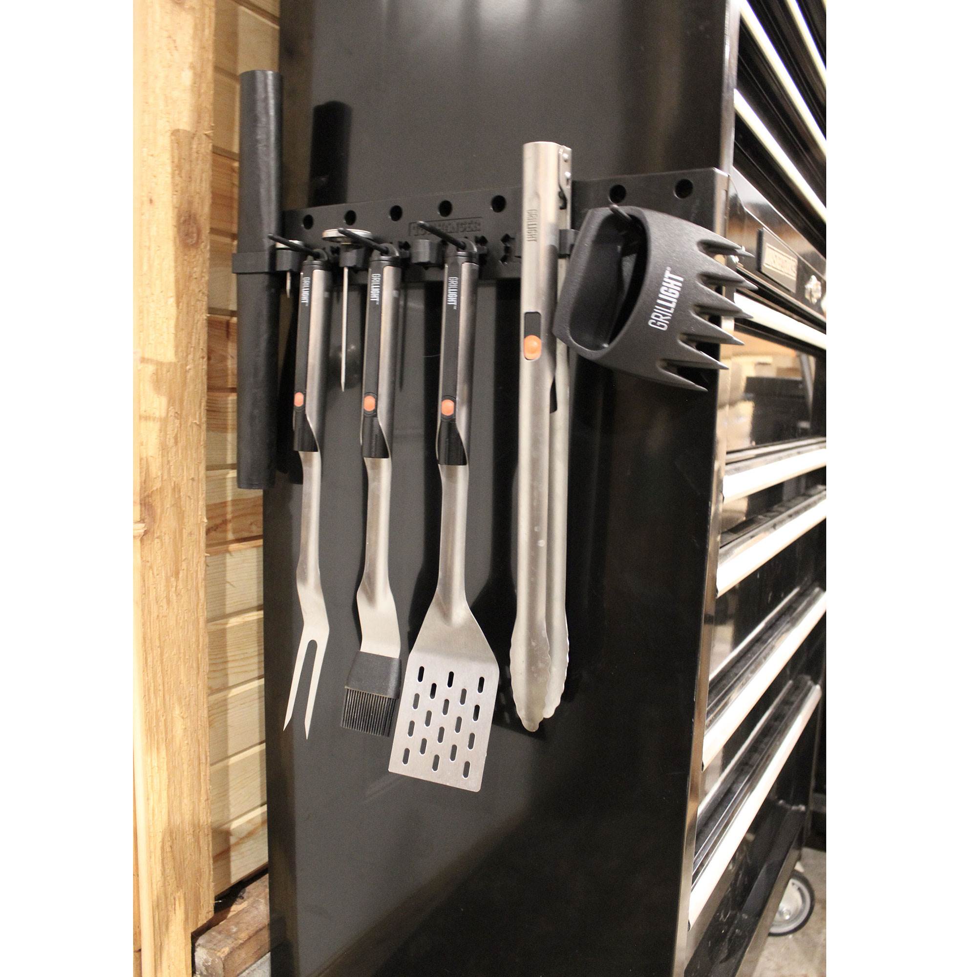 Grillight Magnetic Wall Holder Grill Utensil & Kitchen Tool Rack, Black (Used)