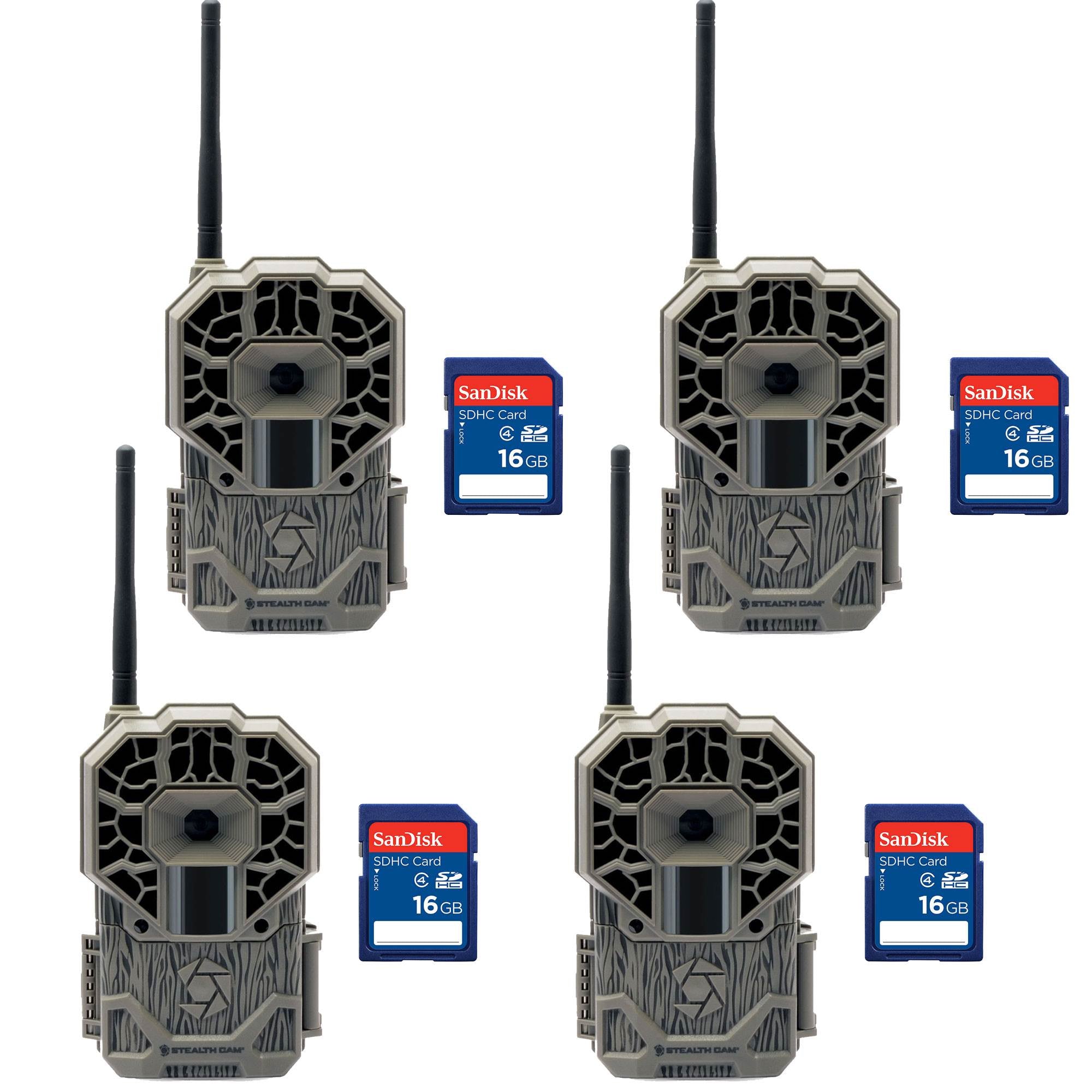 Stealth Cam AT&T Wireless 4G LTE 22 MP Trail HD Camera + 16GB SD Card (4 Each)