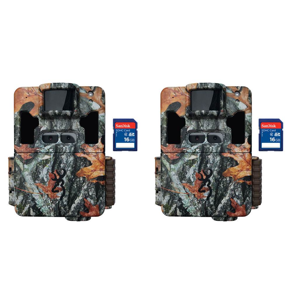 Browning 2018 Dark Ops Pro Trail Camera (2 Pack) + SanDisk 16GB SD Card (2 Pack)
