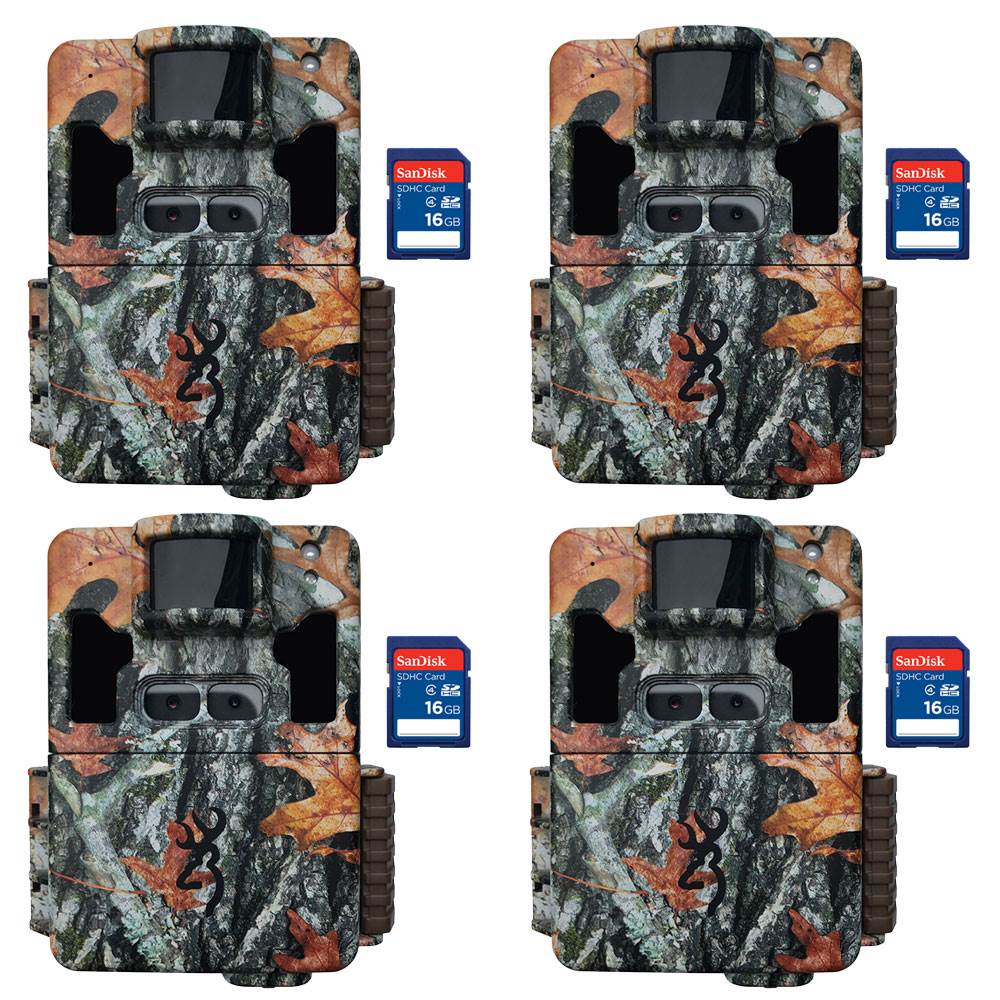 Browning 2018 Dark Ops Pro Trail Camera (4 Pack) + SanDisk 16GB SD Card (4 Pack)
