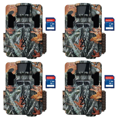 Browning 2018 Dark Ops Pro Trail Camera (4 Pack) + SanDisk 16GB SD Card (4 Pack)