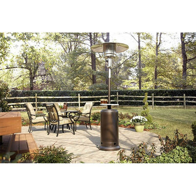AZ Patio Tall Propane Outdoor Wheeled Patio Heater with Table, Hammered Bronze