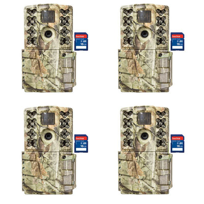 Moultrie Gen 2 14 MP Trail Camera (4 Pack) + SanDisk 16GB SD Card (4 Pack)