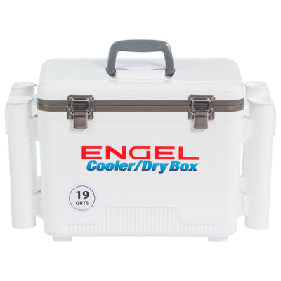 Engel 19 Quart Fishing Rod Holder Insulated Dry Box Ice Cooler, White (Open Box)