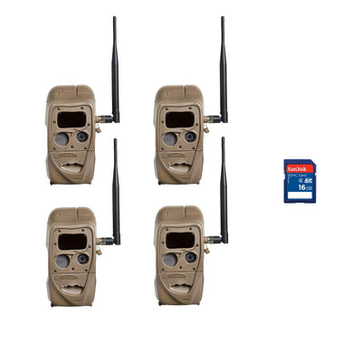 Cuddeback CuddeLink 20MP Wireless Game Trail Cameras (4 Pack) & SanDisk SD Card