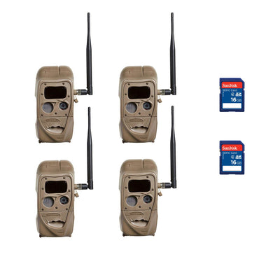 Cuddeback CuddeLink 20MP Game Trail Camera (4 Pack) & SanDisk SD Card (2 Pack)