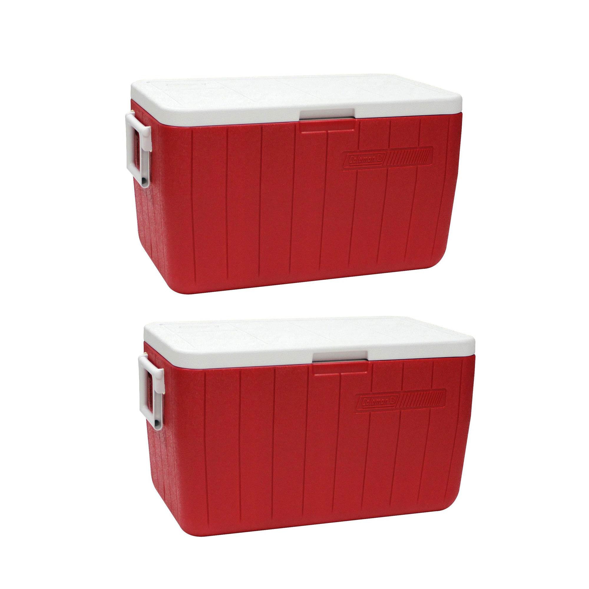 Coleman 48 Quart 63 Can Capacity Performance Portable Camping Ice Cooler, 2 Pack