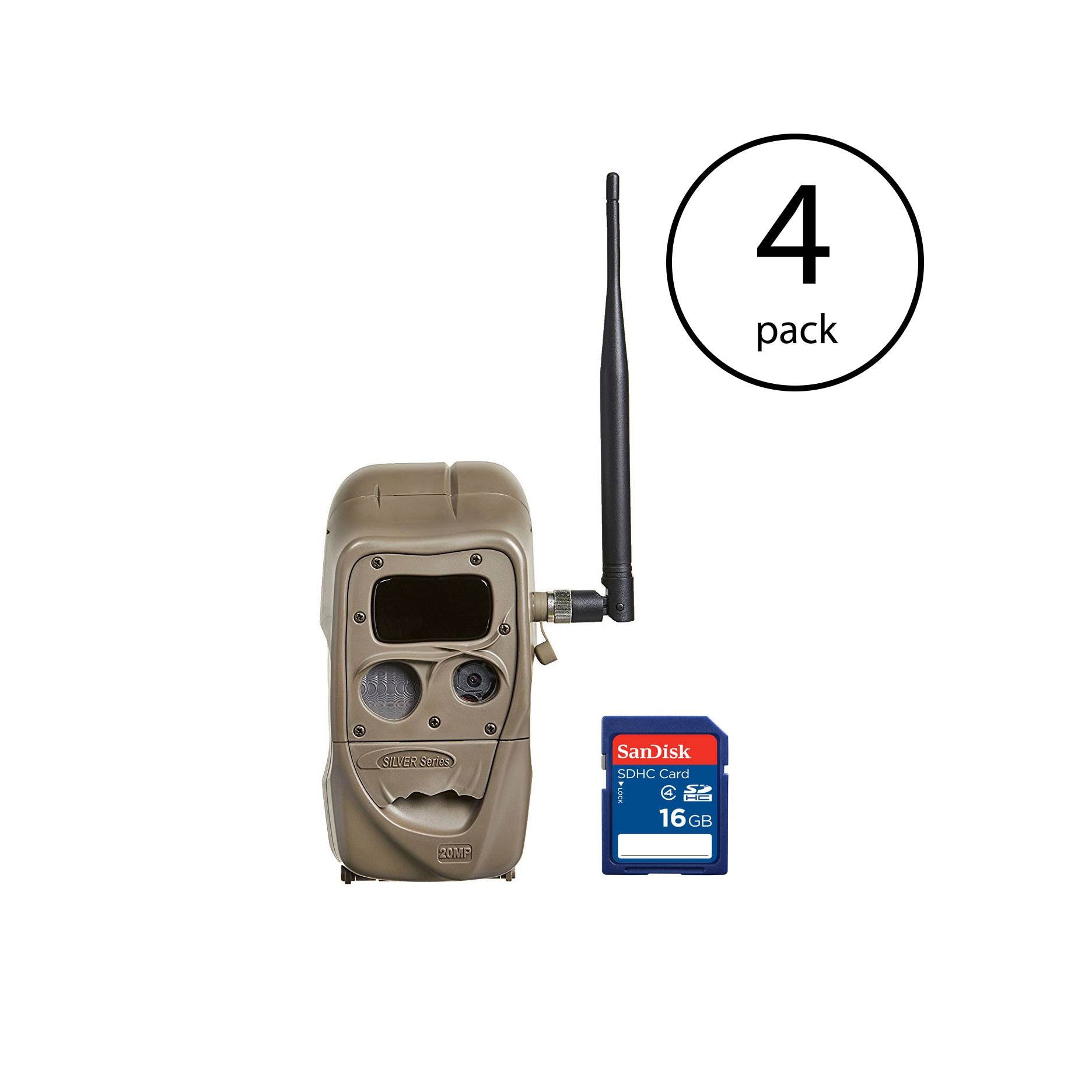 Cuddeback CuddeLink 20MP Wireless Game Trail Camera (4 Pack) & SD Card (4 Pack)