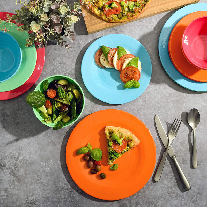 Gibson Home Brist Complete 12 Piece Melamine Dinnerware Set, Assorted Colors