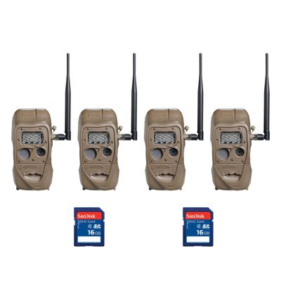 Cuddeback CuddeLink 20MP Long Range Camera (4 Pack) & 16GB SD Card (2 Pack)